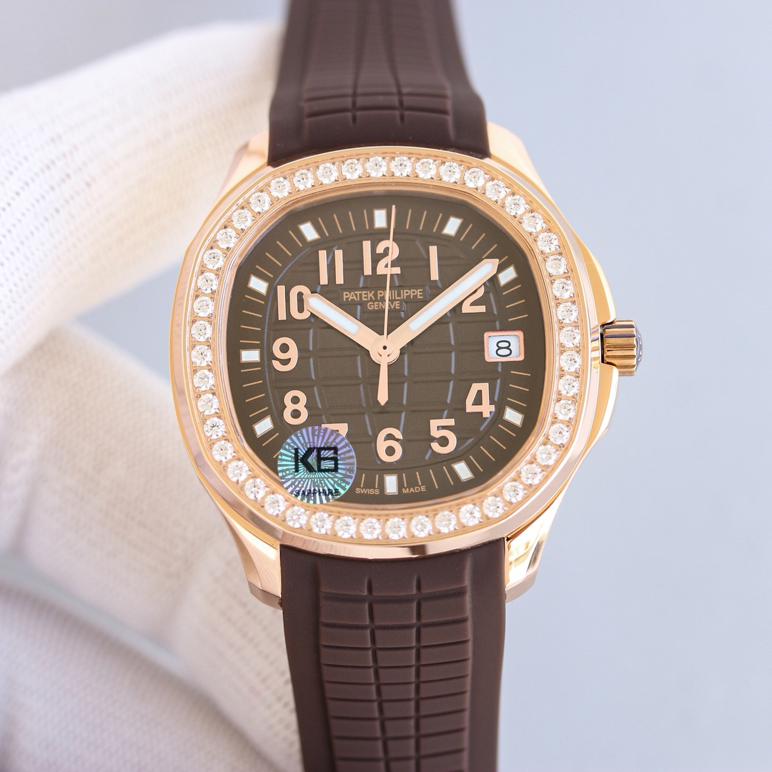 Patek Philippe Aquanaut 38 mm, Diamanten Bezel, Replica Horloge