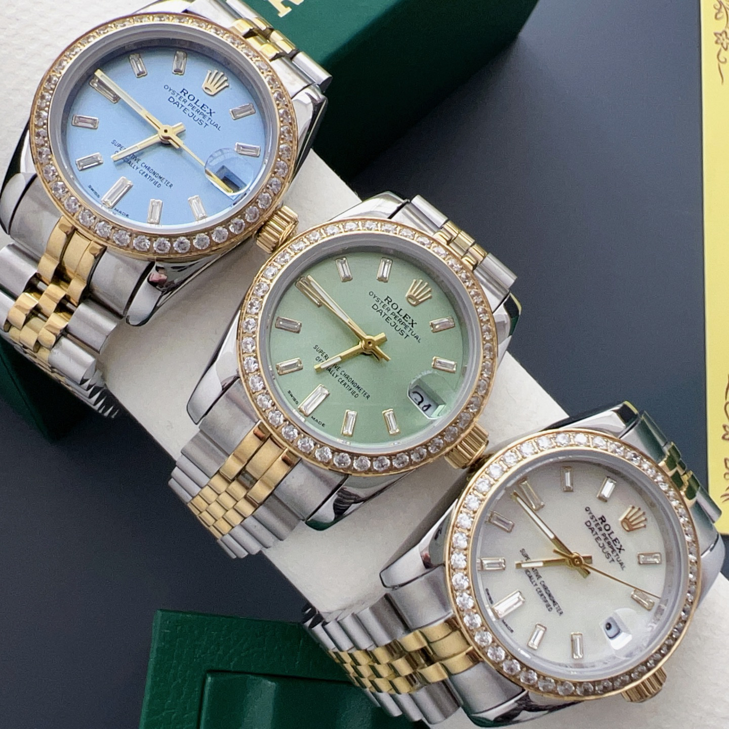 Rolex Datejust 31 mm, Diamant-Besatz, Replica Horloge