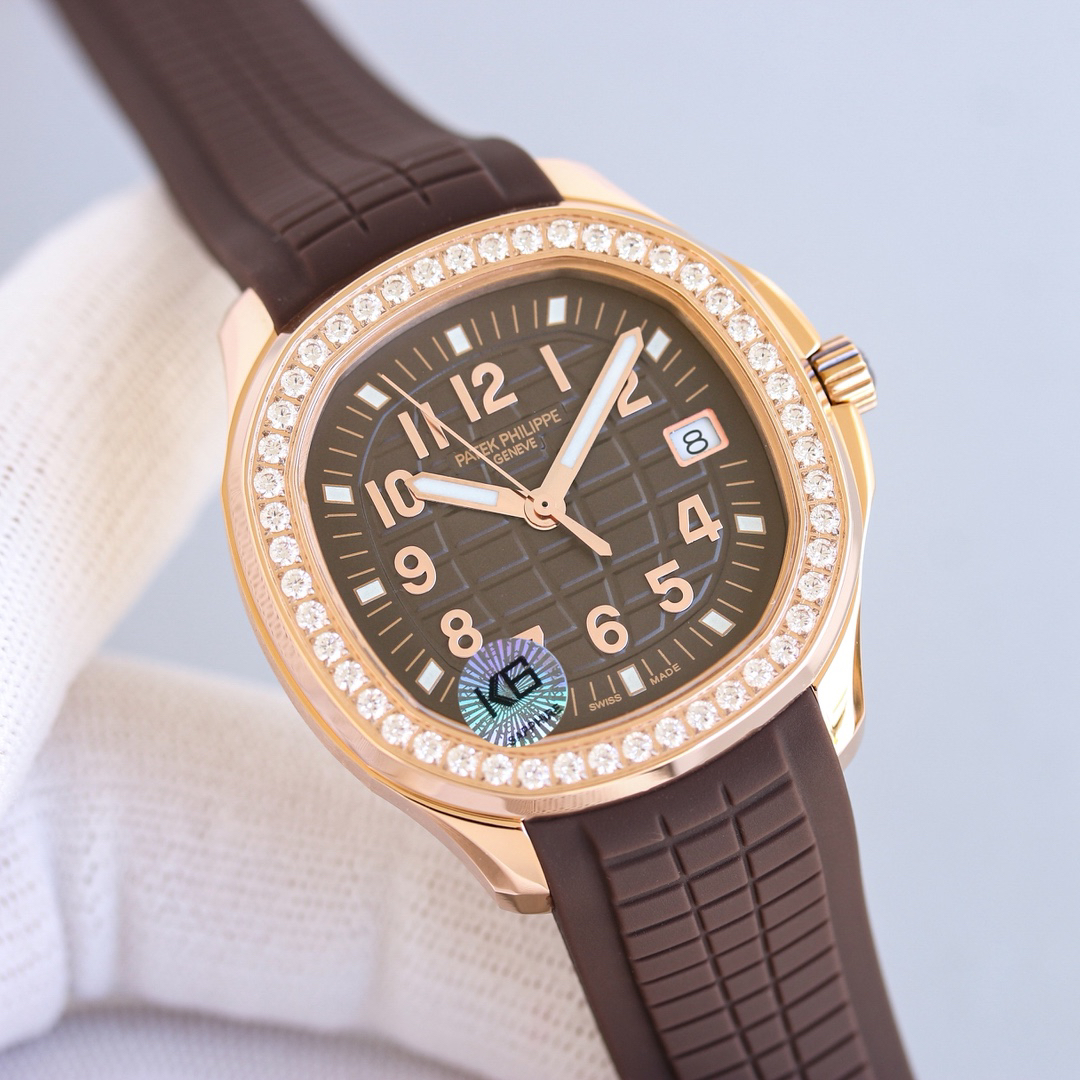 Patek Philippe Aquanaut 38 mm, Diamanten Bezel, Replica Horloge