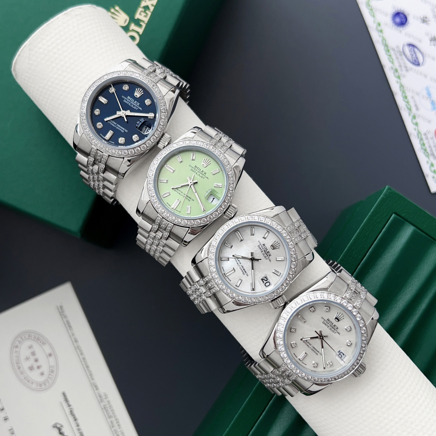 Rolex Datejust 31 mm, Diamant-Besatz, Replica Horloge